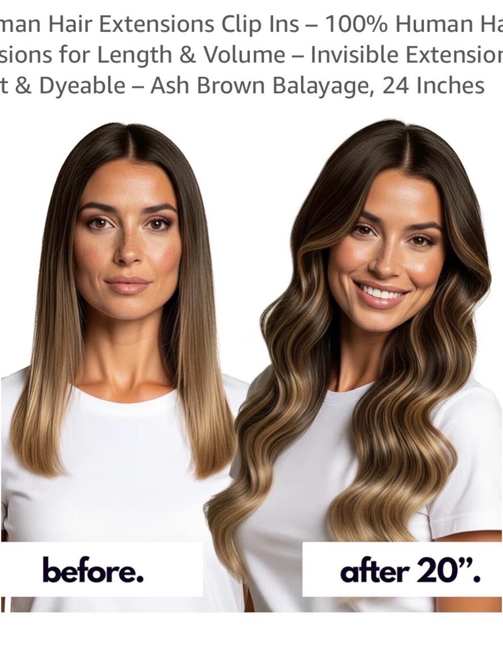 Ash Brown Balayage 20" Human Hair Clip-In Extensions - Natural Volume & Length